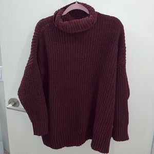Aerie Maroon Knit Sweater XL